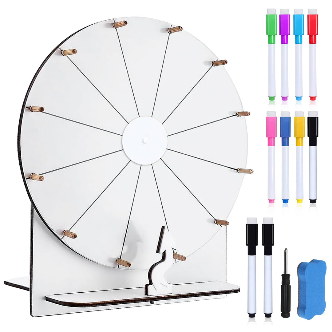 PORFOYO Grosses Glücksrad Set, 30cm Glücksrad Zum Drehen Mit Ständer Und Markierstift, Glücksrads Zu