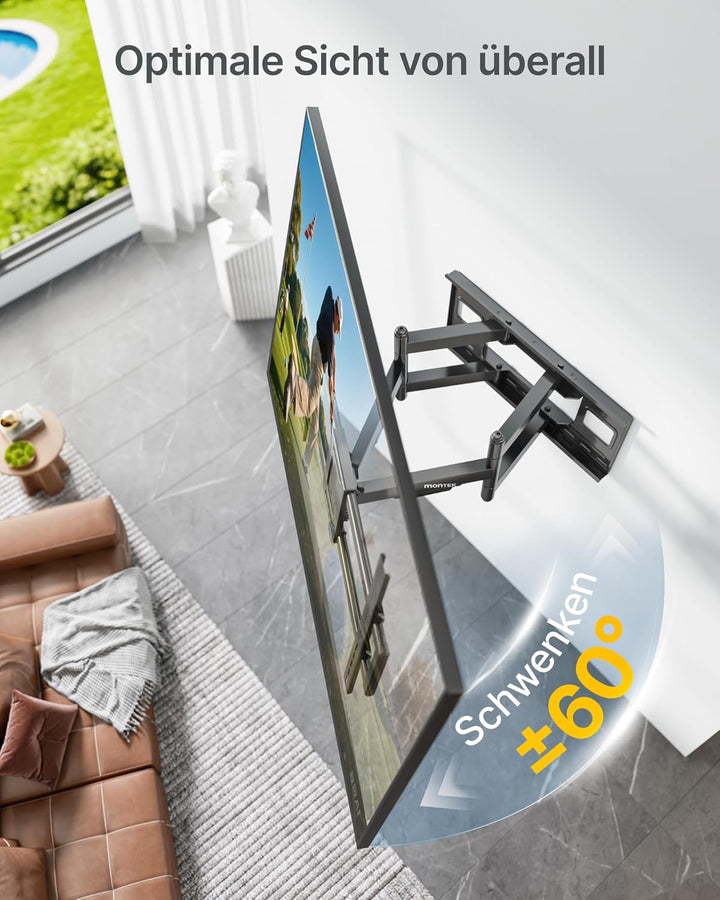 monTEK Heavy-Duty XXL vollbewegliche TV Wandhalterung, für extra grosse 60–120-Zoll-Fernseher – Trag