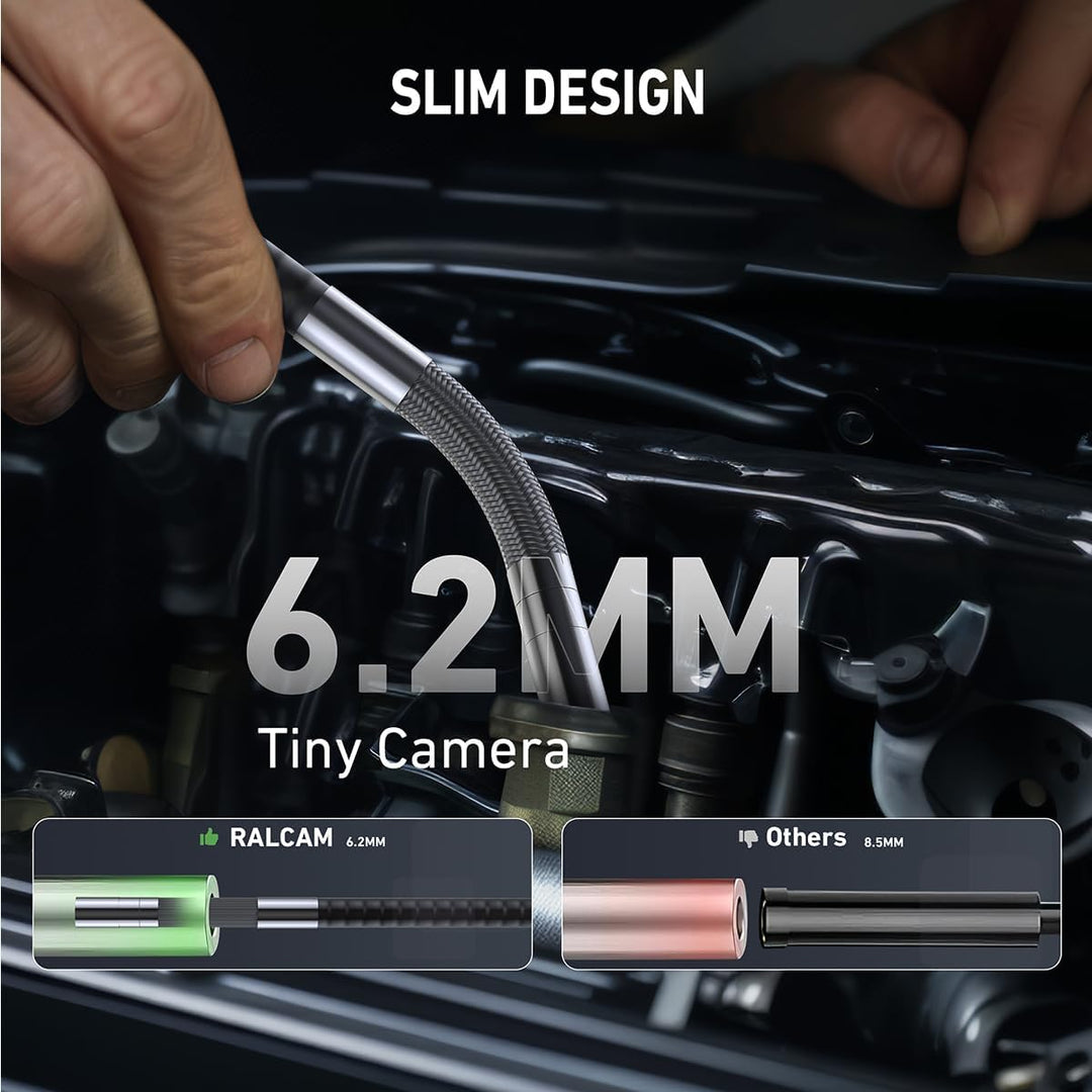 Ralcam Endoskopkamera mit Licht Endoscope Camera - Endoskop 6,2mm Inspektionskamera 4,3" HD 720P Roh