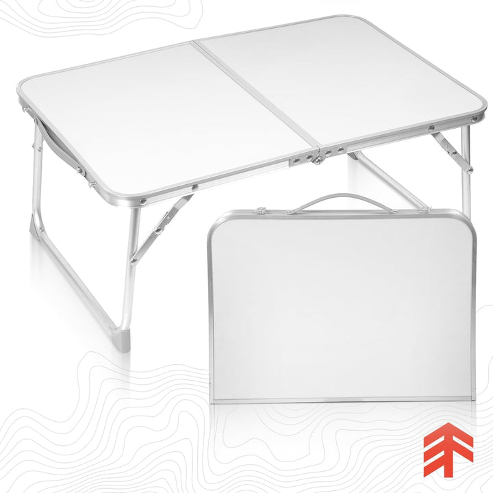 MalTec Campingtisch Klapptisch im Koffer 60x40x25 Weiss Fischen Gartentisch aus Alu und MDF für Pick