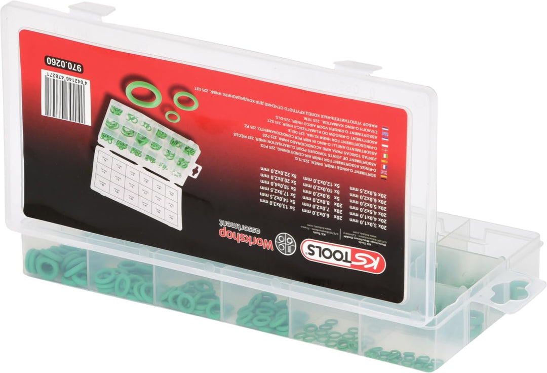 KS Tools 970.0260 Sortiment O-Ringe, HNBR, Innen Ø 3-22mm, 225-tlg.