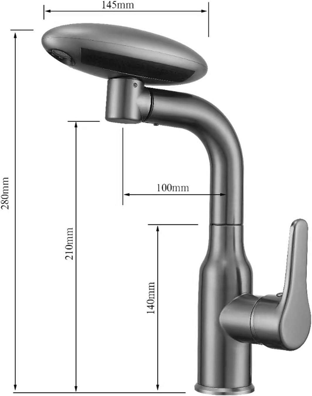Küchenarmatur mit Brause 4 Modus Wasserhahn Küche Hoch Ausziehbar Schwenkbar 360° Drehbar Spüle Aarm