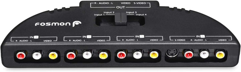 Fosmon 4-Wege Audio/Video RCA Switch Hub mit 4 Input-Anschlüssen Selector/Splitter Box/Umschalter Ad