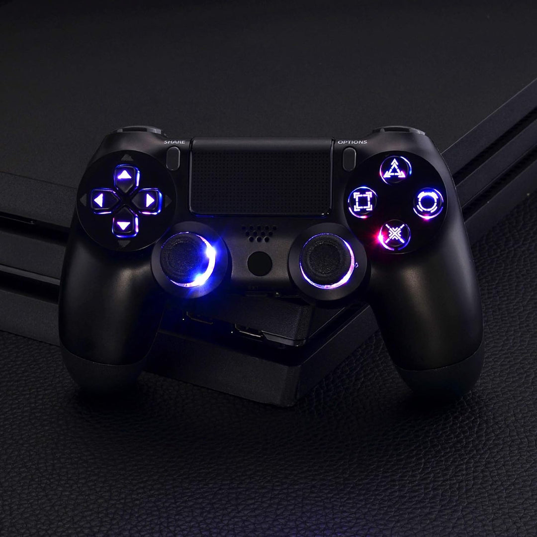 eXtremeRate Ersatz Leuchttaste Knöpfe für ps4 LED Tasten Set Buttons D-Pad Steuerkreuz Thumbsticks D