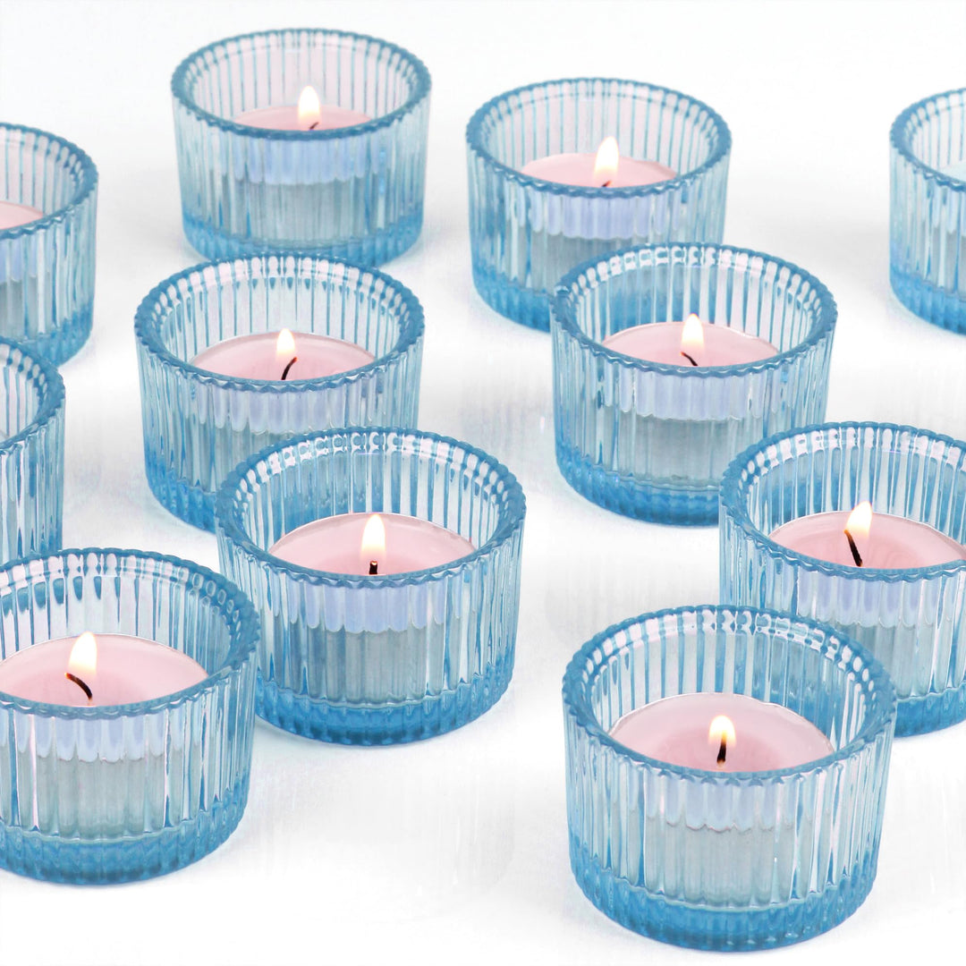 HofferRuffer 12er-Set Teelichthalter, Kerzenhalter aus Glas für Teelichter, Votivkerzenhalter für Ho