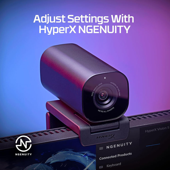 HyperX Vision S – Webcam, 4K-Videoaufzeichnung @ 30 fps, 90° Sichtfeld, reaktionsschneller Autofokus