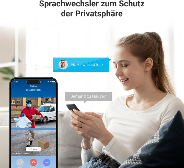 EZVIZ Video Türklingel mit Chime, Türsprechanlage mit Doppelkamera 2K & Solarpanel, Personen-/Pakete