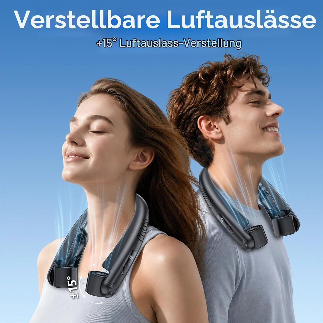 Nackenventilator mit Kühlplatten, 6000 mAh Tragbarer Blattloser Halsventilator, USB Wiederaufladbar,