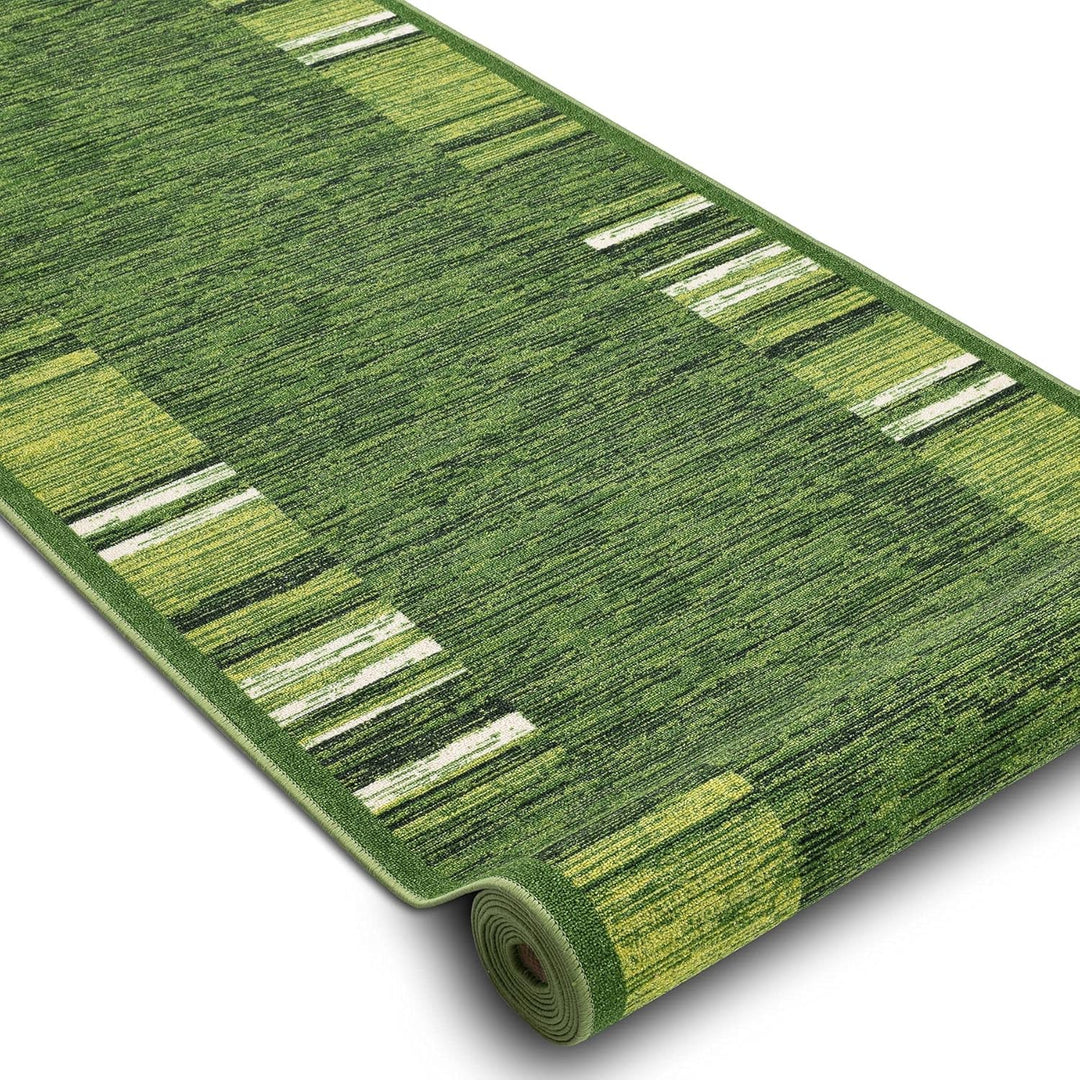 rugsx Antirutsch Teppichläufer Adagio grün - moderner Kurzflor für Küche, Flur & Wohnzimmer, Meterwa