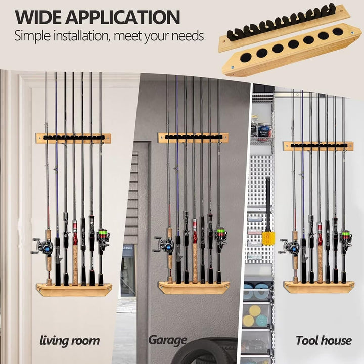 THKFISH Rutenständer Angelruten Angelrutenstände Angelrutenhalter für Garage Holz Angelstange Wand R