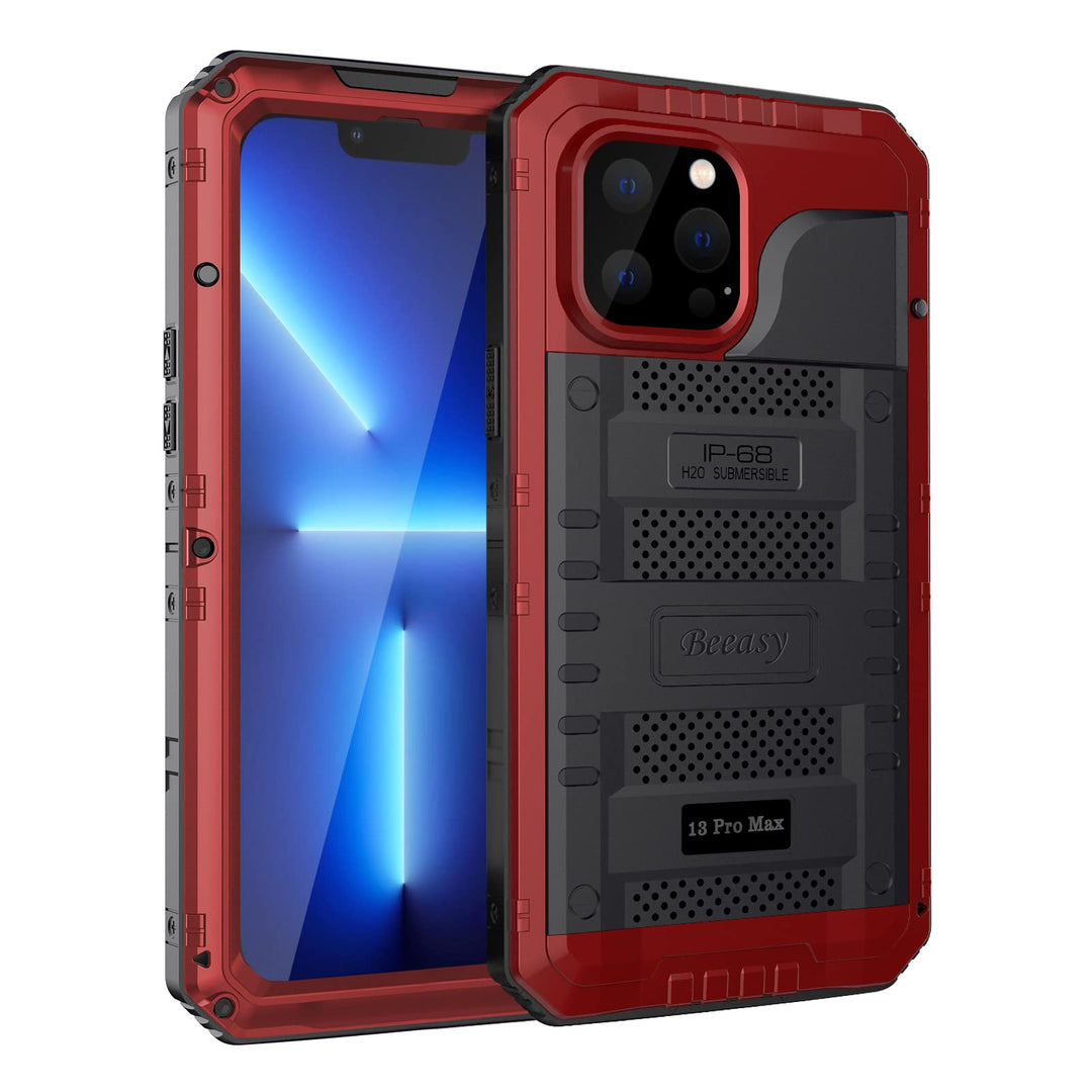 Beeasy für iPhone 13 Pro Max Wasserdicht Outdoor Hülle (6,7"), Stossfest Panzerhülle Militär 360 Gra