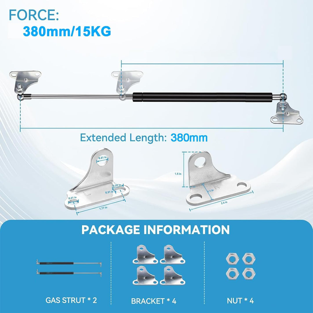 Gasdruckdämpfer Gasdruckfeder, Für Autos Heckklappendämpfer und Schranktür Dämpfer (380mm/15KG/150N)