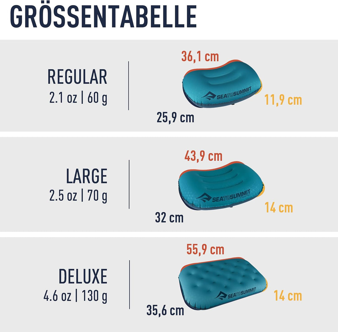 Sea to Summit Aeros Ultralight Pillow Regular - Reisekissen Grau 36x26x12 cm (1er Pack), Grau 36x26x