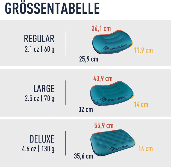 Sea to Summit Aeros Ultralight Pillow Regular - Reisekissen Grau 36x26x12 cm (1er Pack), Grau 36x26x
