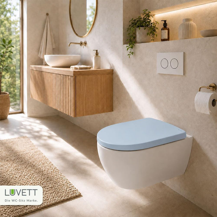 LUVETT® WC-Sitz mit Absenkautomatik C100 oval universell, Toilettendeckel mit 3 Edelstahl Montagelös