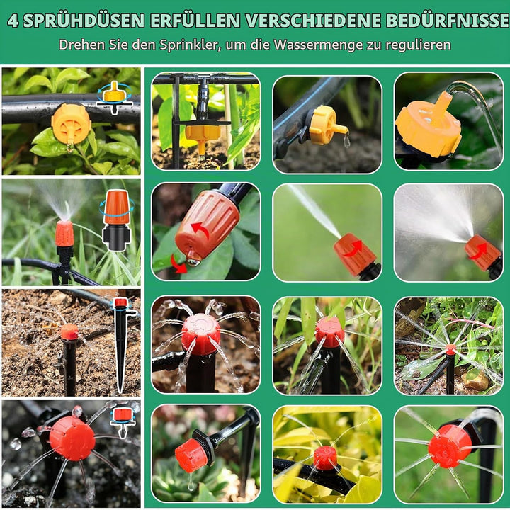 269 Stück Bewässerungssystem,40M+8M Bewässerungsrohre,DIY Gartenbewässerung,Automatische Sprinkler T