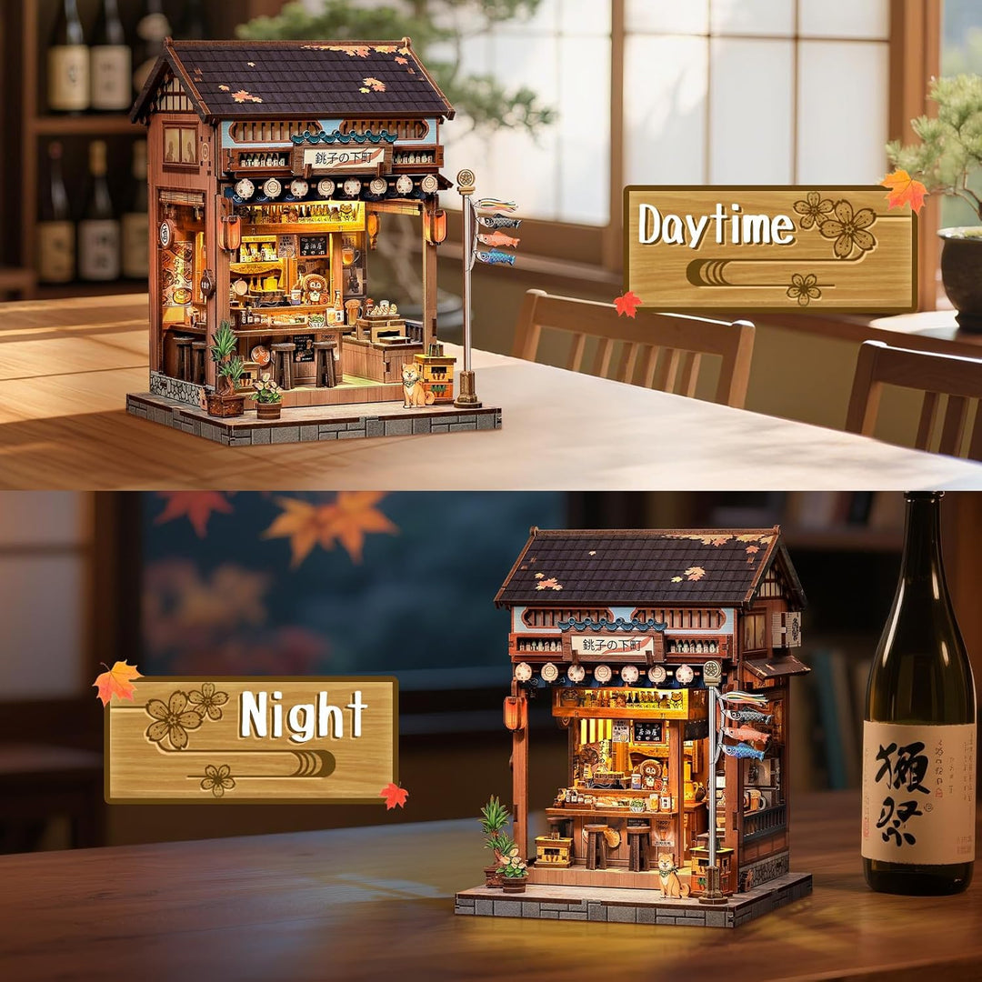 Fsolis Book Nook Japan, Booknook Bausatz Erwachsene, 3D-Holzpuzzles Buchecke, DIY-Miniaturhaus-Set,