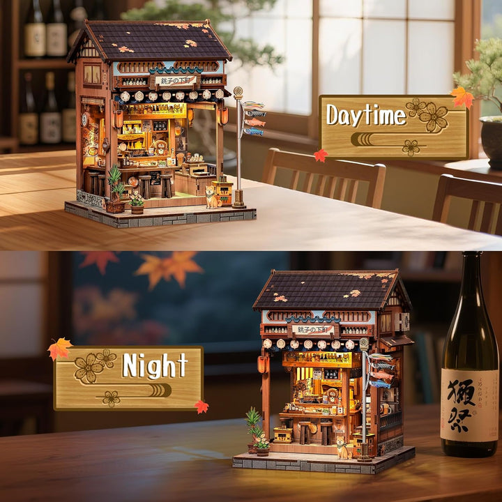 Fsolis Book Nook Japan, Booknook Bausatz Erwachsene, 3D-Holzpuzzles Buchecke, DIY-Miniaturhaus-Set,