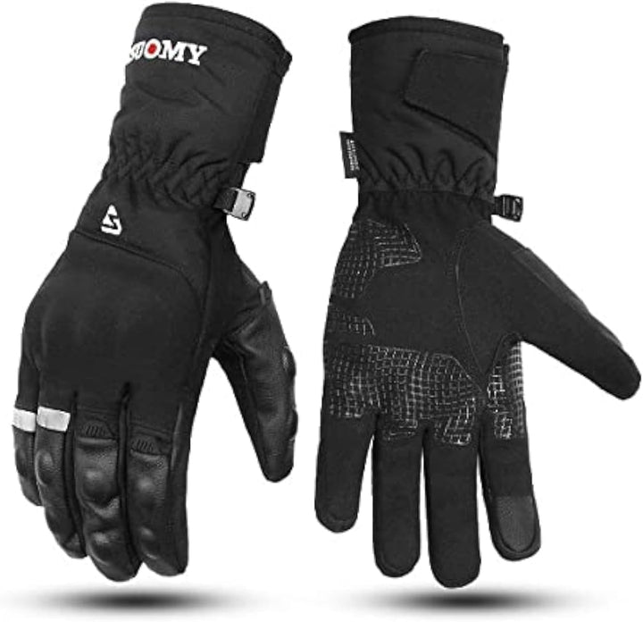 Motorrad Winterhandschuhe 100% wasserdichte Motorradhandschuhe rutschfeste Touchscreen Mod.2 Schwarz