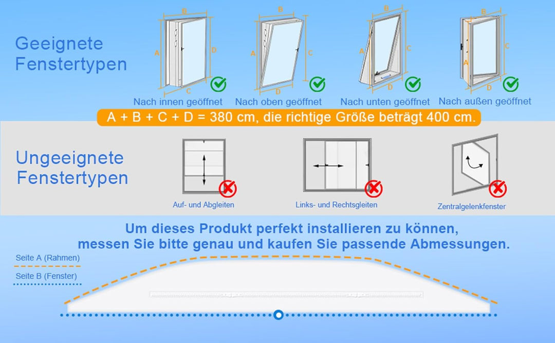 400cm Klimaanlage Fensterabdichtung für mobile Klimageräte, Wäschetrockner, Ablufttrockner, GLANXY K