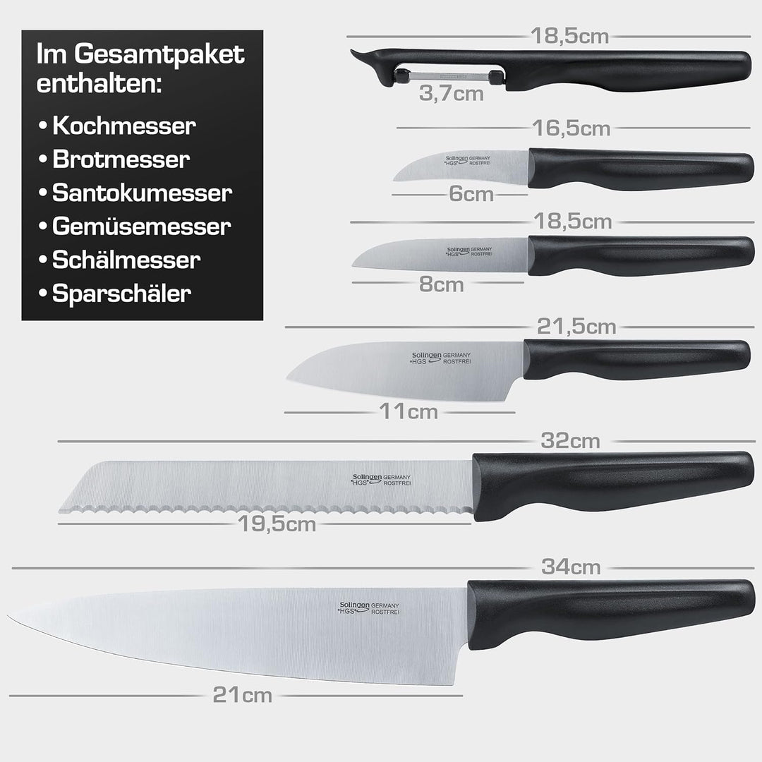 NEU| SOLINGEN WAVE| Küchenmesserset - Messerset 6 tlg.| rostfreie, eisgehärtete & scharfe Messer, 10