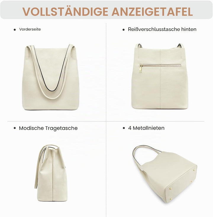 Kattee Damen Handtaschen und Tragetaschen aus weichem Echtleder Schultertasche mit magnetischem Druc