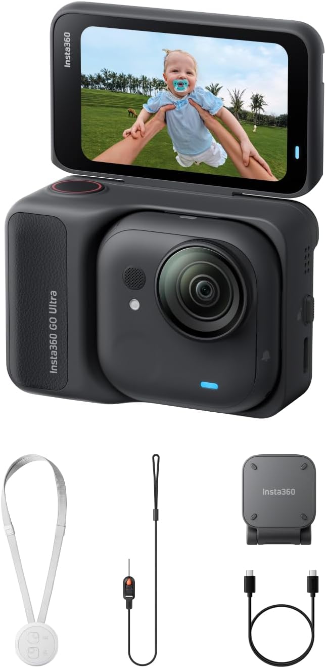 Insta360 GO Ultra Nachtschwarz - freihändige 4K Mini-Cam, leicht & mobil, top bei wenig Licht, übera