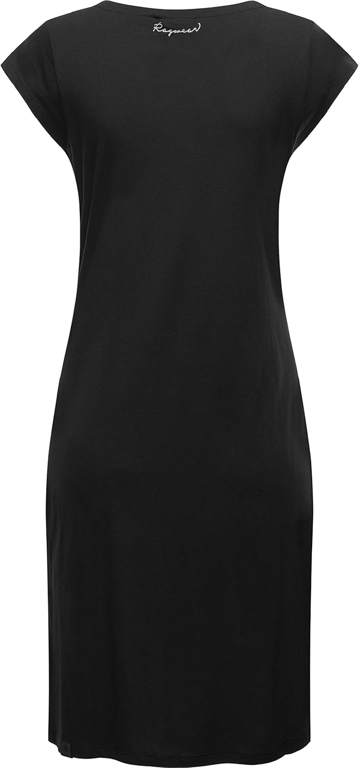 Ragwear Damen Midi Kleid Sommerkleid Rivan Solid XS-XXL S Tall Schwarz, S Tall Schwarz