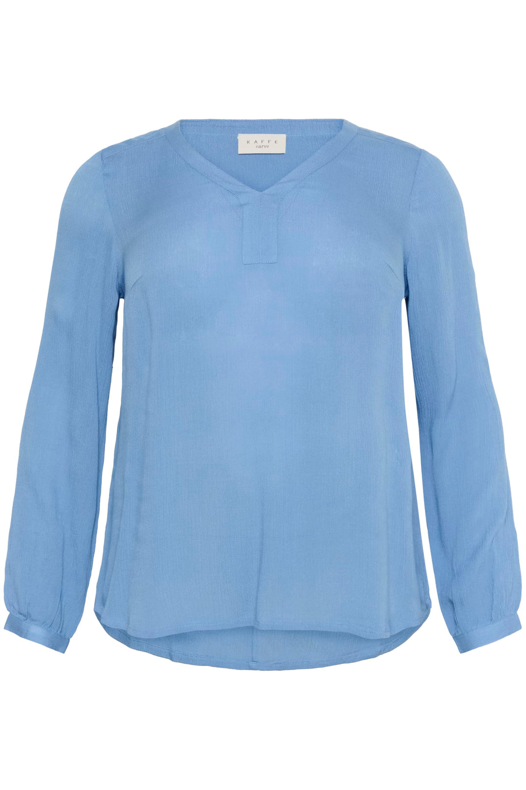 KAFFE CURVE Langarm-Bluse KCami Damen Bluse Langarm V-Ausschnitt Lassig Langarmshirt Grosse Grössen