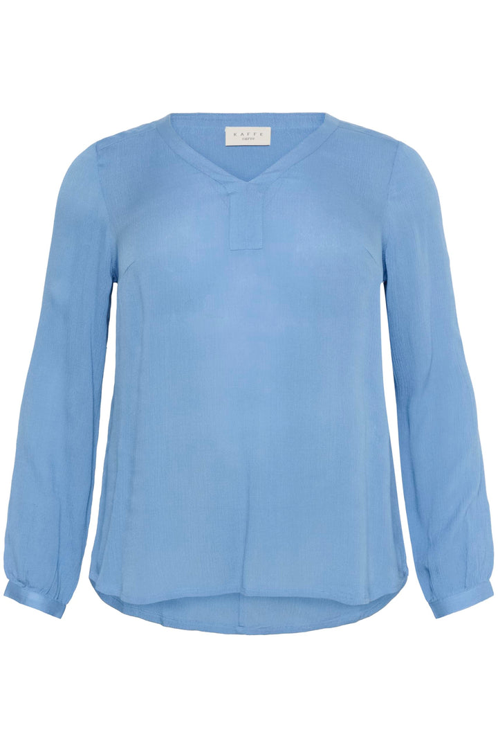 KAFFE CURVE Langarm-Bluse KCami Damen Bluse Langarm V-Ausschnitt Lassig Langarmshirt Grosse Grössen