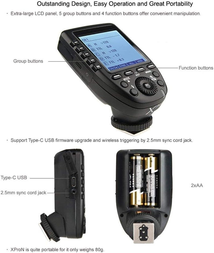 Godox XPro-N i-TTL 2.4G Hochgeschwindigkeits-LCD-Display Sender für Nikon D5 D4 D60 D70S D7C0 D750 D