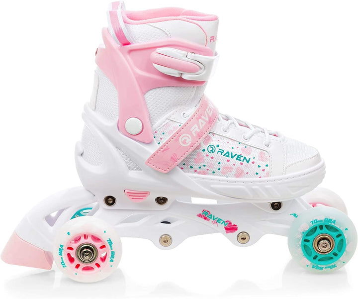 RAVEN 4in1 Inline Skates Triskates Rollschuhe Schlittschuhe Inliner LED Räder für Kinder Mädchen ver