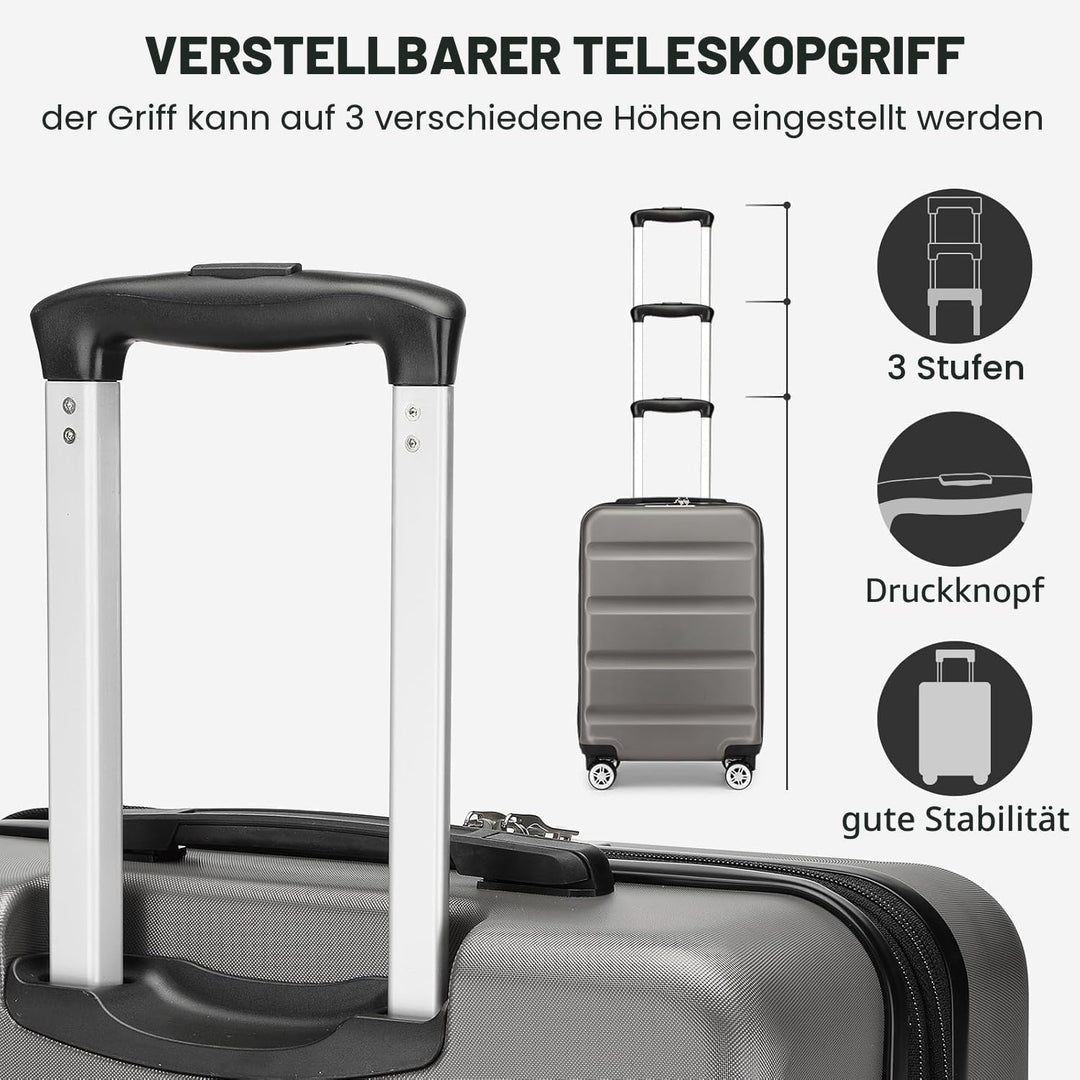 KONO Koffer Trolley Kofferset 3 Teilig Erweiterbarer Leichte Hartschalenkoffer aus ABS+PC Reisekoffe