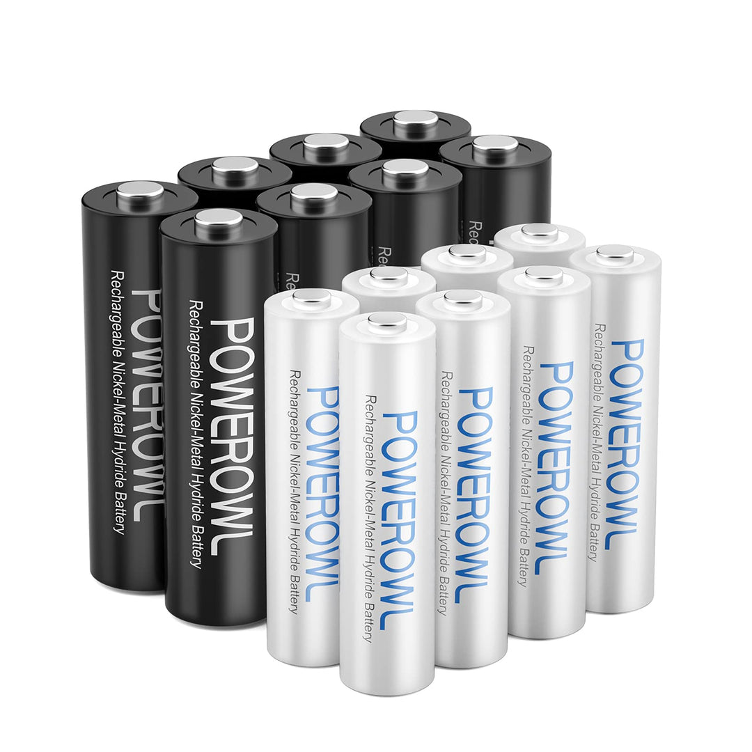 Powerowl Akku AA 2800mAh + Akku AAA 1000mah 16 Stück Hohe Kapazität 1.2v NI-Mh AA AAA Wiederaufladba