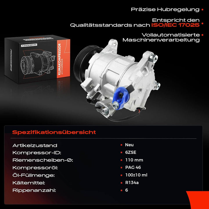 Frankberg Klimakompressor Kompatibel mit 1er F20 114 120 1.5L 2.0L 2010-2019 2 Coupe F23 220 228 2.0