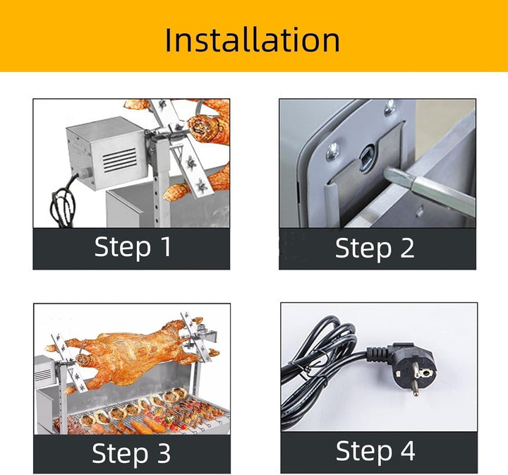 Yontwe 15W SP-S40 Edelstahl BBQ Grill Zubehör Bräter Elektromotor Ziegenschwein Huhn BBQ Spiess Roti