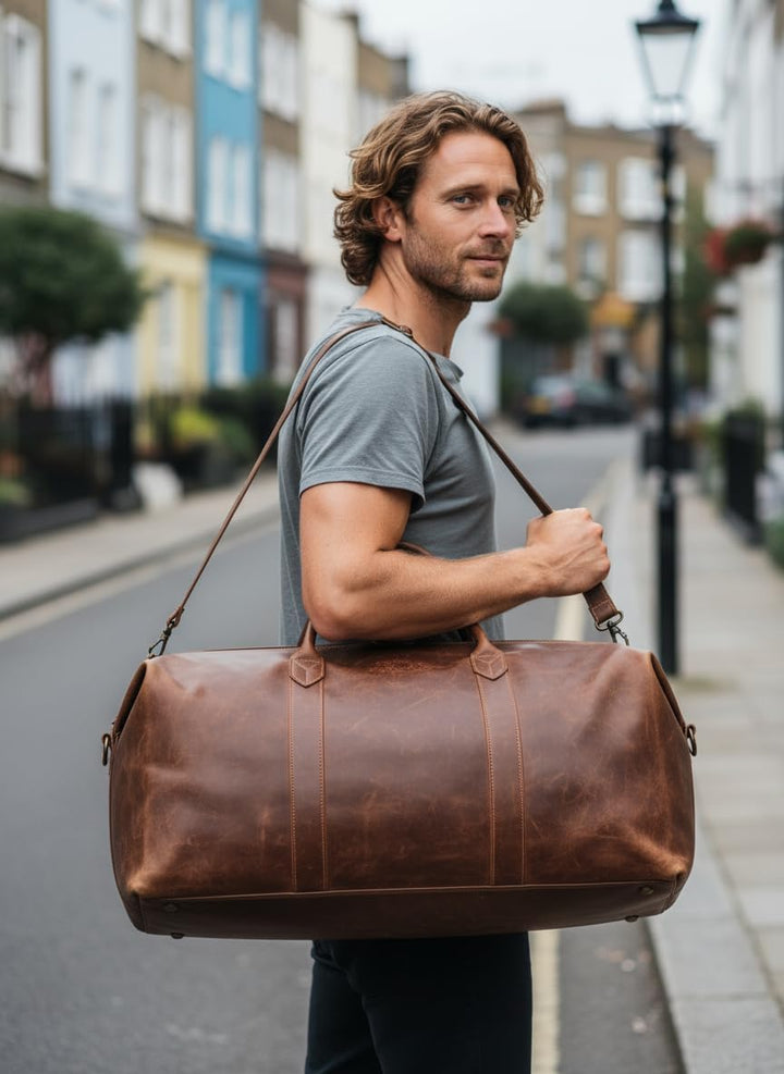 SID & VAIN XL Reisetasche Chester aus Premium Leder I Sporttasche gross XXL gross für Herren I Weeke