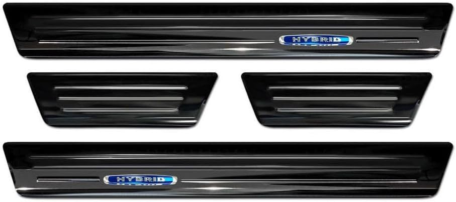 Black Inox door sill protectors compatible with Toyota Yaris IV Hatchback 2020- 'Hybrid' - 4-pieces