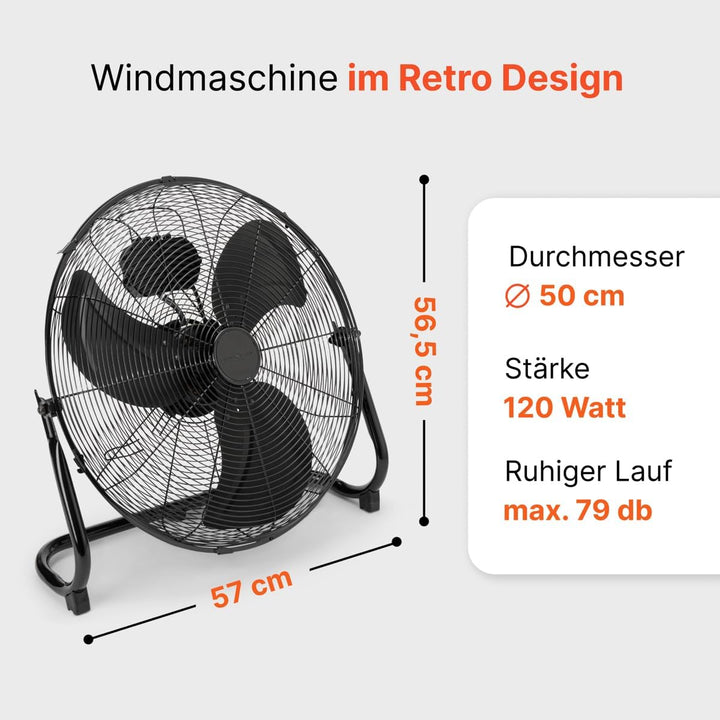 ProfiCare® XL Windmaschine mit 50 cm Ø | Ventilator verstellbarer Winkel | Bodenventilator 3 Stufen