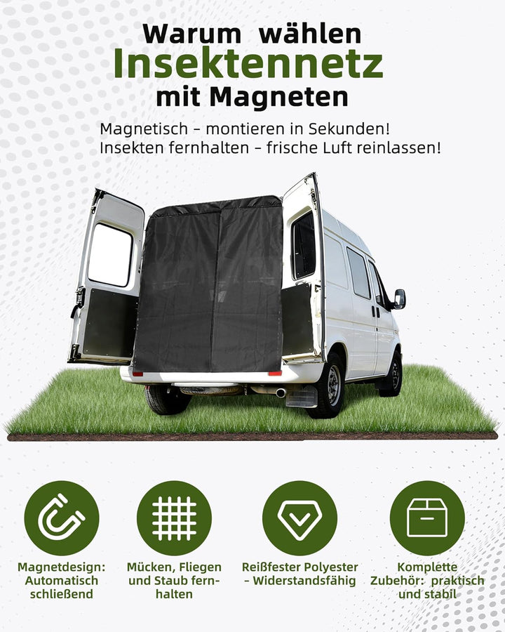 150x110cm Magnetische Van Insektennetze, Seitentür Moskitonetz mit Magnet Auto Fliegengitter mit Mit