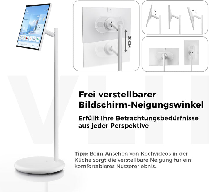 VLH 27 Zoll Portable TV auf Rollen, FHD Mobiler Tragbarer Fernseher, Android 15, EDLA-Zertifiziert,