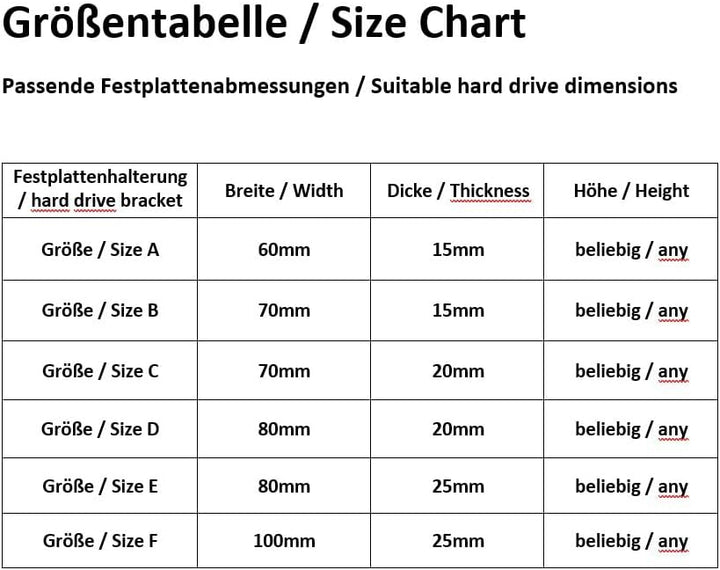 Festplattenhalter mit 3M-Klebefolie zur Wandmontage (Grösse E) – Für externe SSD – Verschiedene Grös