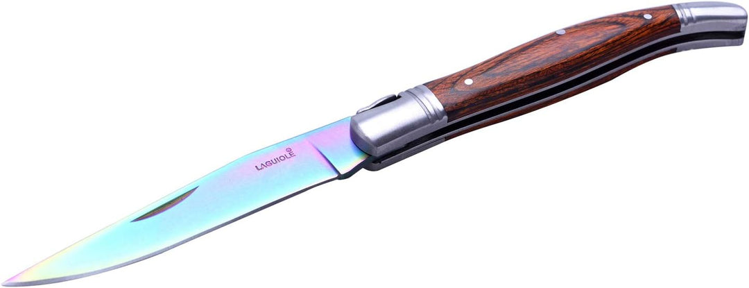 LAGUIOLE - Titan-Faltmesser mit braunem Pakka-Holzgriff - Titan, Pakka-Holz - Faltmesser für den täg