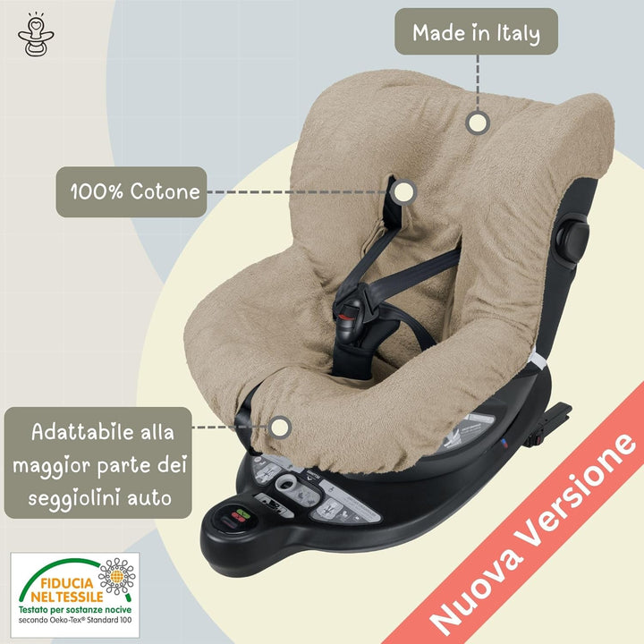 Babysanity® Weicher Universaler Autositzbezug 0/18 Aus Doppelter 100% Baumwollfrottee – Waschbarer S