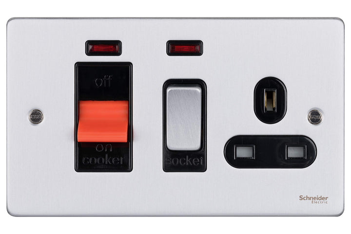 Schneider Electric GU4501BBC Ultimate Low Profile, gebürstetes Chrom, schwarzer Einsatz 45A Herd-Ste