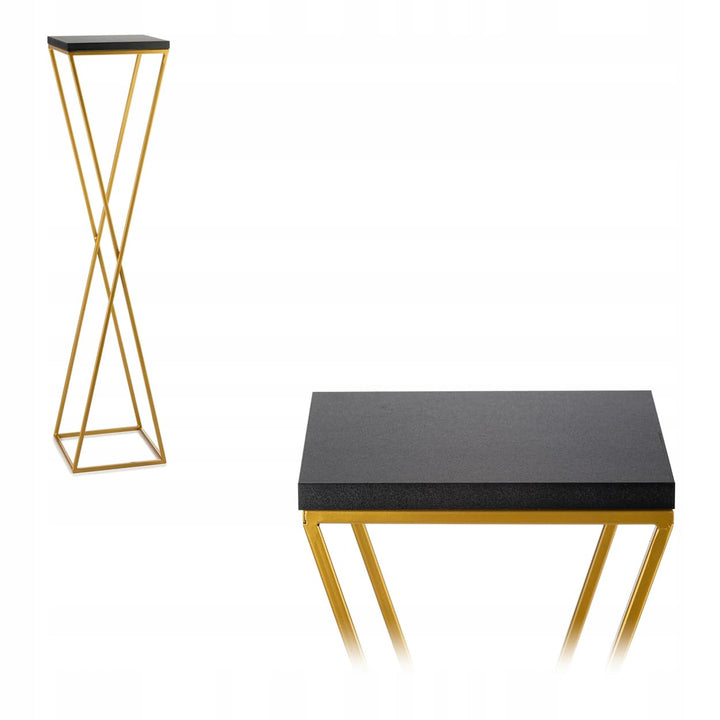 Pflanzenständer Metall 100 cm Hoch - Stabiler und Fester Blumenhocker mit Schwarz MDF-Platte auf Gol