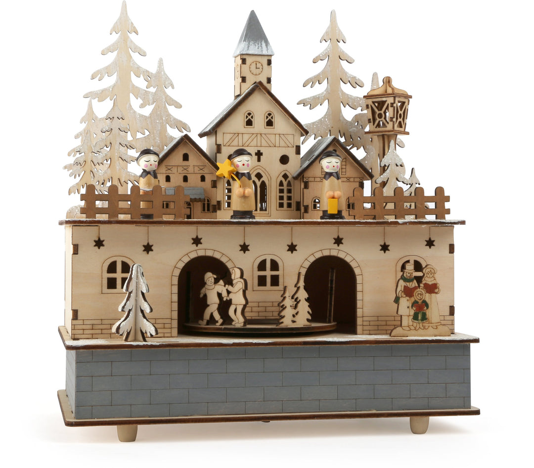 small foot Spieluhr & Lampe Kleines Dorf aus Holz, mit Beleuchtung, moderne Weihnachtsdekoration, 10