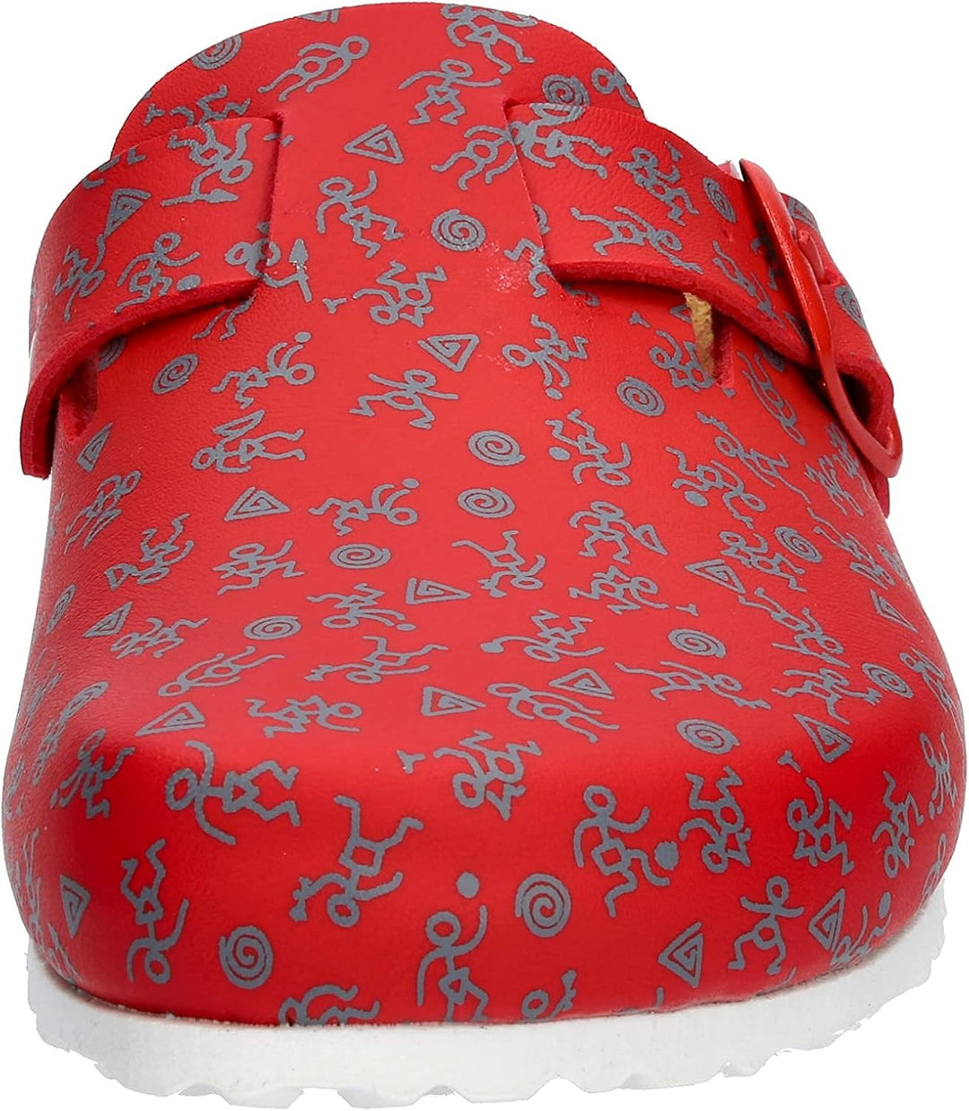 Lico Unisex Bioline Clog PrintPantoletten 36 EU Rot Grau, 36 EU Rot Grau