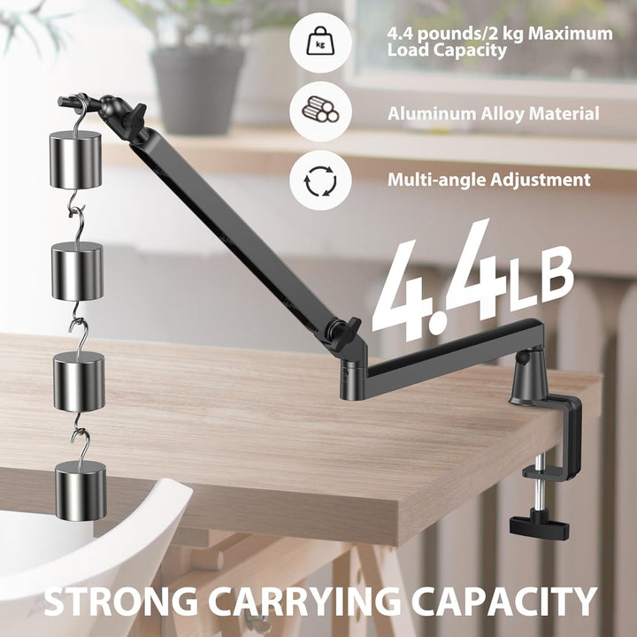 Mikrofonarm Niedrigprofil mit 15cm Verlängerung, Verstellbarer Mikrofonarm aus Metall, Kabelmanageme