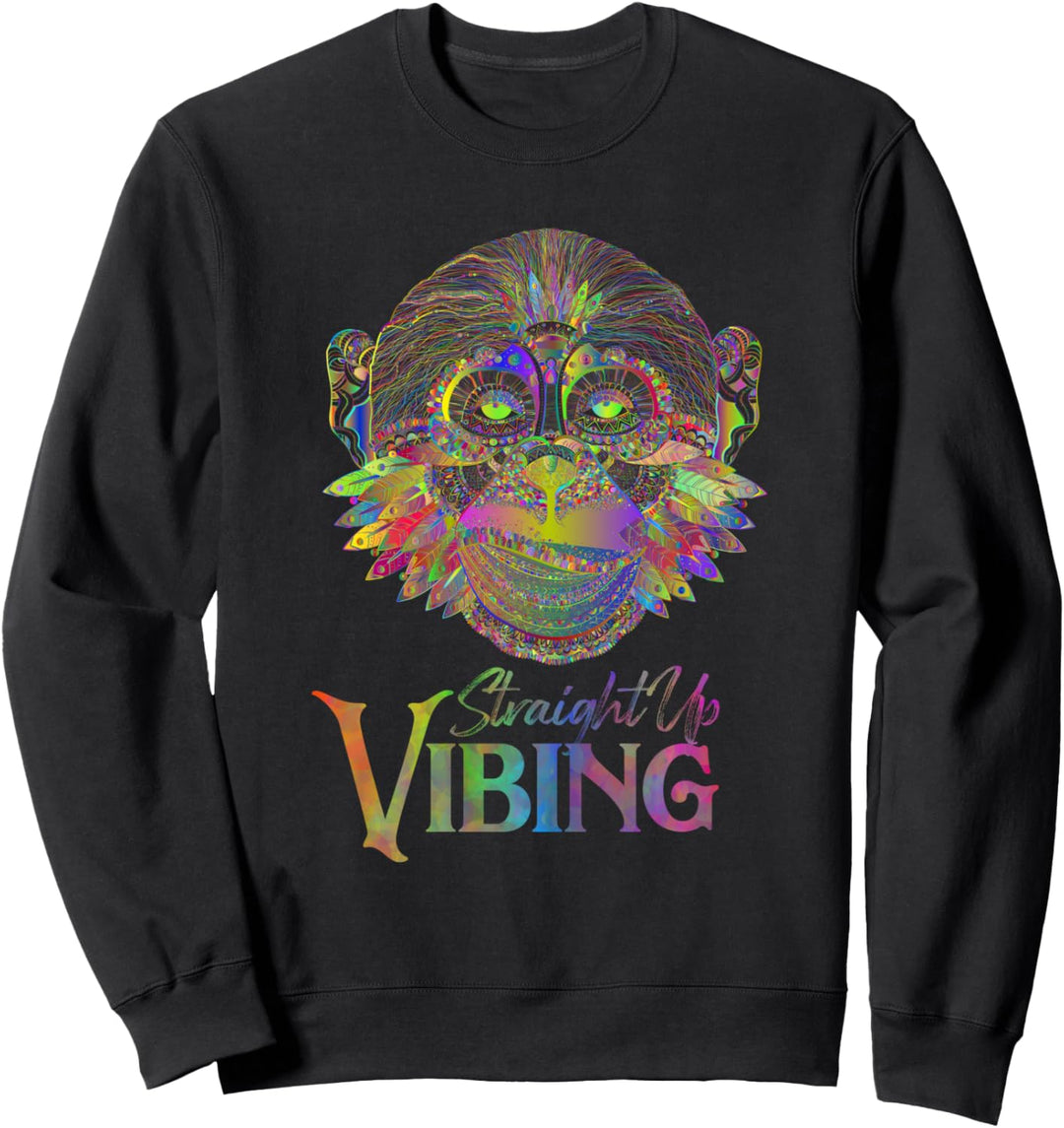 Vibing Meme Psychedelic Ape Straight Up Vibing Monkey Sweatshirt